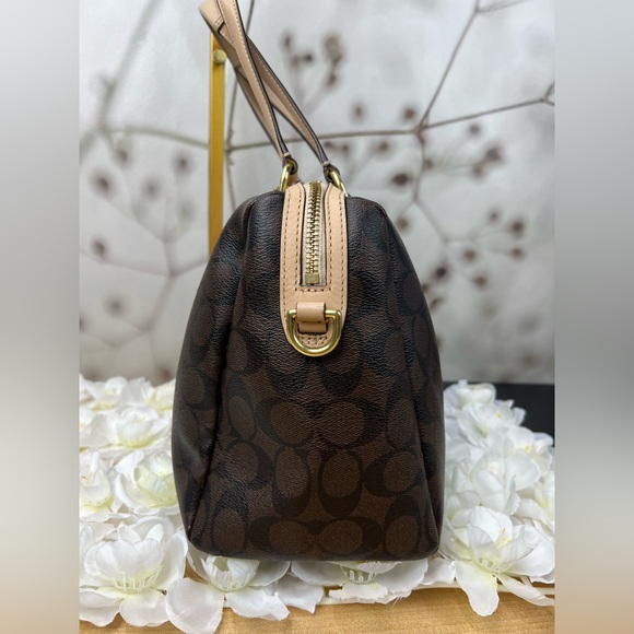 Coach Signature Stripe Red and White Center Stripe Nancy Satchel - Picture 5 of 14